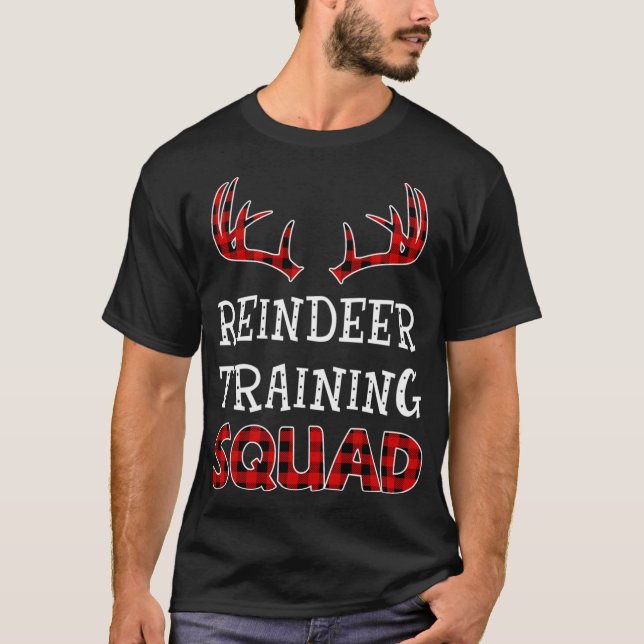 Christmas Running Team Reindeer Training Squad Red T-Shirt (Front)