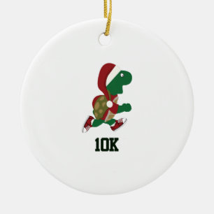 Christmas Running Turtle 10K Ceramic Tree Decoration
