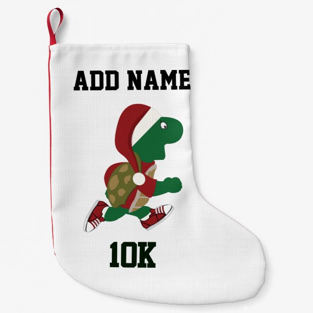 Christmas Running Turtle 10K Small Christmas Stocking (Front)