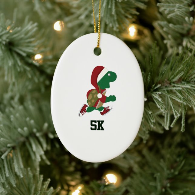 Christmas Running Turtle 5K Ceramic Tree Decoration (Tree)