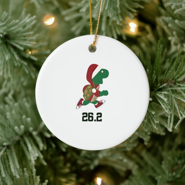 Christmas Running Turtle Marathon Ceramic Tree Decoration (Tree)