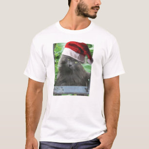 Christmas Russian Blue Cat Long-haired T-Shirt