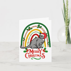 Christmas Russian Blue cat Merry Christmas Card