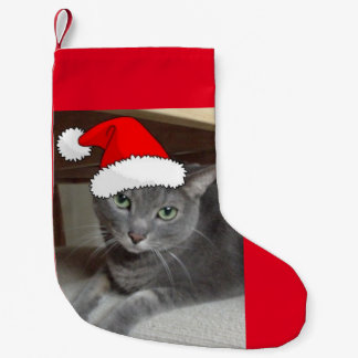 Christmas Russian Blue Cat Small Christmas Stocking