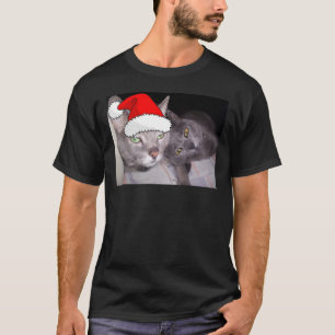 Christmas Russian Blue Grey Cats T-Shirt