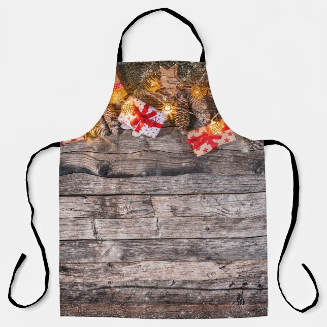 Christmas rustic background, wooden planks. apron (Front)
