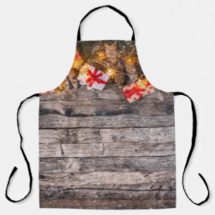 Christmas rustic background, wooden planks. apron