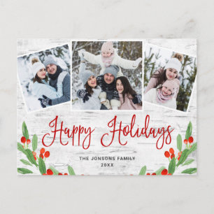 Christmas Rustic Birch 3 PHOTO Greeting Holiday Postcard