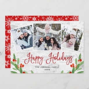 Christmas Rustic Birch Bark 3 PHOTO Greeting Holiday Card