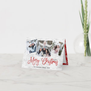 Christmas Rustic Birch Bark 3 PHOTO Greeting Holiday Card