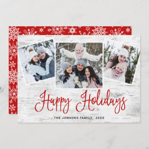 Christmas Rustic Birch Bark 3 PHOTO Greeting Holiday Card