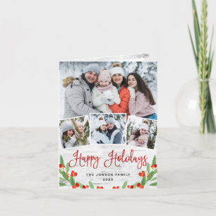 Christmas Rustic Birch Bark 4 PHOTO Greeting Holiday Card