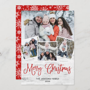 Christmas Rustic Birch Bark 4 PHOTO Greeting Holiday Card