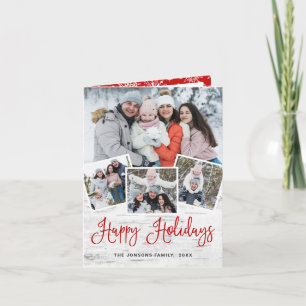 Christmas Rustic Birch Bark 4 PHOTO Greeting Holiday Card