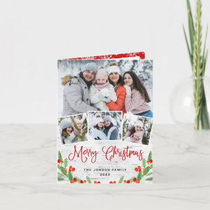 Christmas Rustic Birch Bark 4 PHOTO Greeting Holiday Card