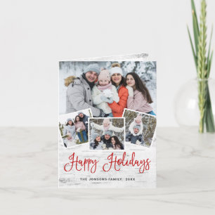 Christmas Rustic Birch Bark 4 PHOTO Greeting Holiday Card