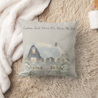 Christmas Rustic Cabin Winter Snow Woodland Forest Cushion