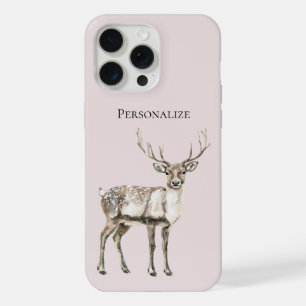 Christmas Rustic Deer Blush Pink Personalised iPhone 15 Pro Max Case