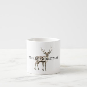 Christmas Rustic Deer Personalised Espresso Cup
