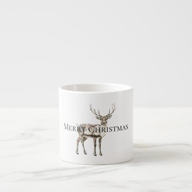 Christmas Rustic Deer Personalised Espresso Cup (Front)