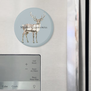 Christmas Rustic Deer Pine Green Magnet