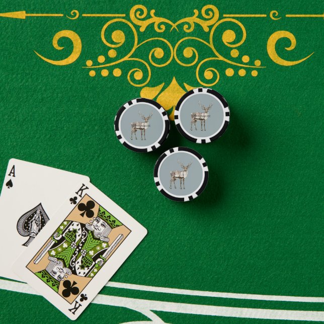 Christmas Rustic Deer Pine Green Personalised Poker Chips (Poker Table (Stack))