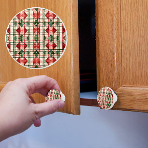Christmas Rustic Farmhouse Pattern Ceramic Knob