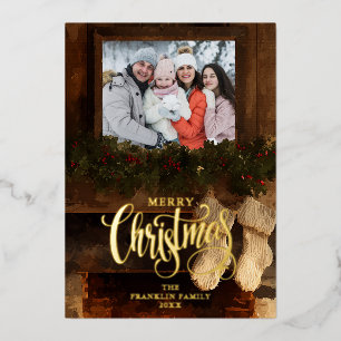 Christmas Rustic Fireplace 2 Photo