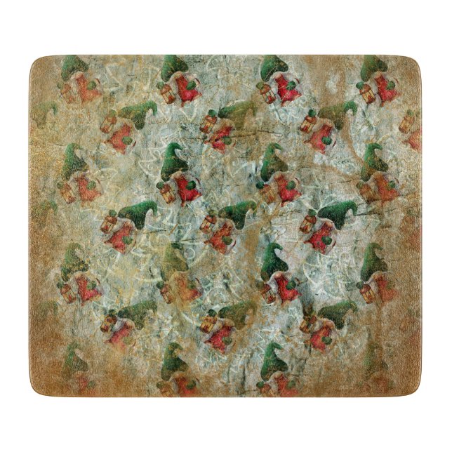 Christmas Rustic Gnome With Lantern Tree Pattern  Cutting Board (Front)