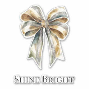 Christmas Rustic Green Gold Bow Personalised