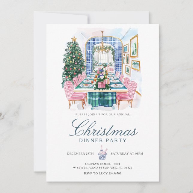 Christmas Rustic Home Family Holiday Dinner Party Invitation (Front)