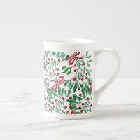 Christmas Rustic Mistletoe Watercolor Hand-painted