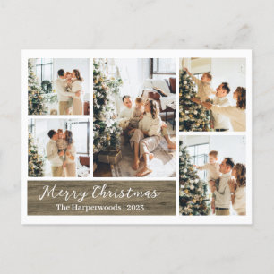 Christmas Rustic Reindeer Family Photo Collage Holiday Postcard