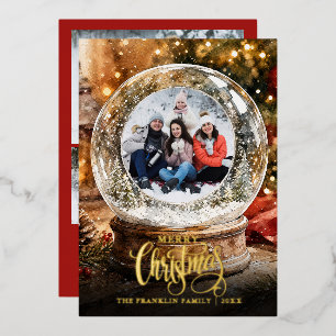 Christmas Rustic Snow Globe 4 Photo Collage