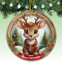 Christmas Rustic Vibe Personal Name Gift Tag 🦌🎄 Ceramic Tree Decoration