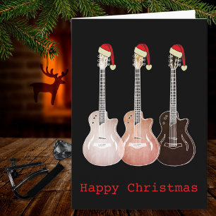 Christmas Rustic Vintage Art Festive Music Guitar Card
