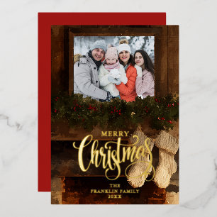 Christmas Rustic Winter Fireplace Photo