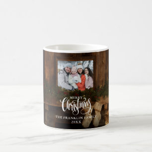 Christmas Rustic Winter Fireplace Photo Coffee Mug