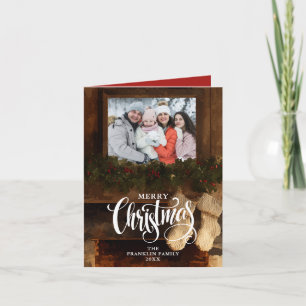 Christmas Rustic Winter Fireplace Photo Holiday Card