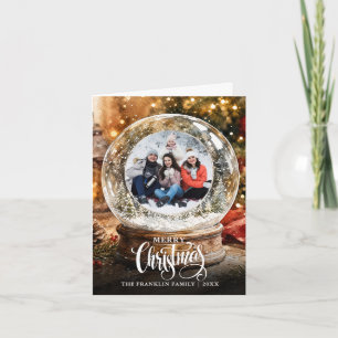 Christmas Rustic Winter Snow Globe Photo Holiday Card
