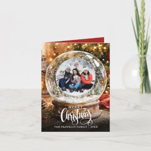 Christmas Rustic Winter Snow Globe Photo Holiday Card