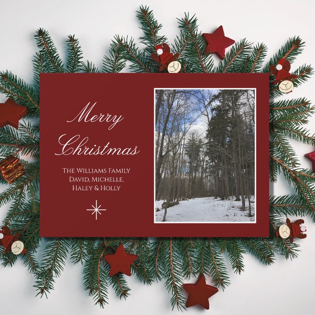 Christmas Rustic Winter Woods Red Holiday Card (Creator Uploaded)