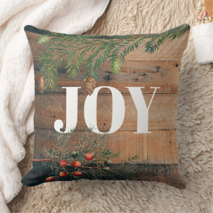 Christmas Rustic Wood Joy Cushion