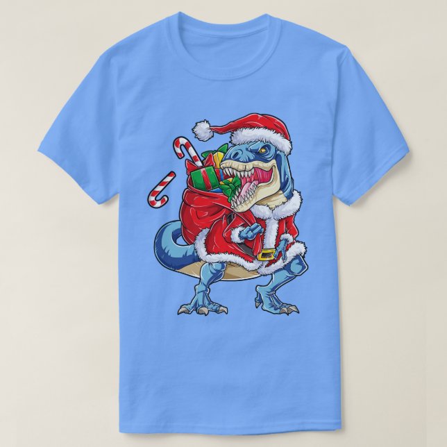 Christmas s for Boys Kids Dinosaur T rex Santa Gif T-Shirt (Design Front)