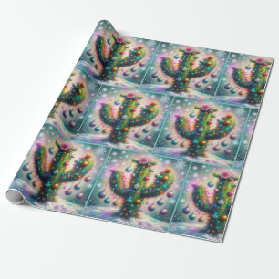Christmas Saguaro Cactus Whimsical Decoupage Wrapping Paper