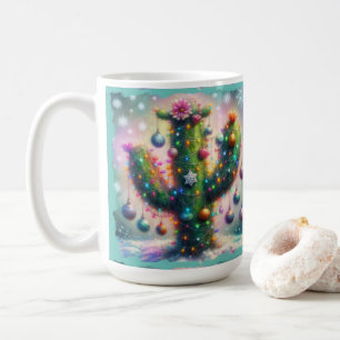 Christmas Saguaro Cactus Whimsical Snowflakes  Coffee Mug