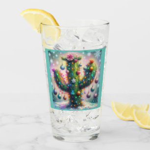 Christmas Saguaro Cactus Whimsical Snowflakes Glass
