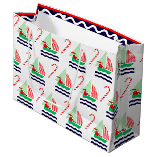 Christmas Sailing Nautical Large Gift Bag