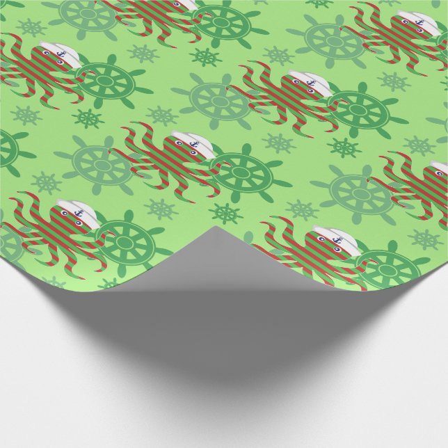 Christmas sailor octopus wrapping paper (Corner)