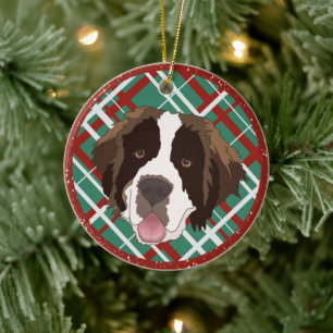Christmas Saint Bernard Ceramic Tree Decoration